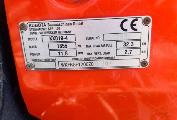 Mini-pelle Kubota KX 019-4   – Image 6
